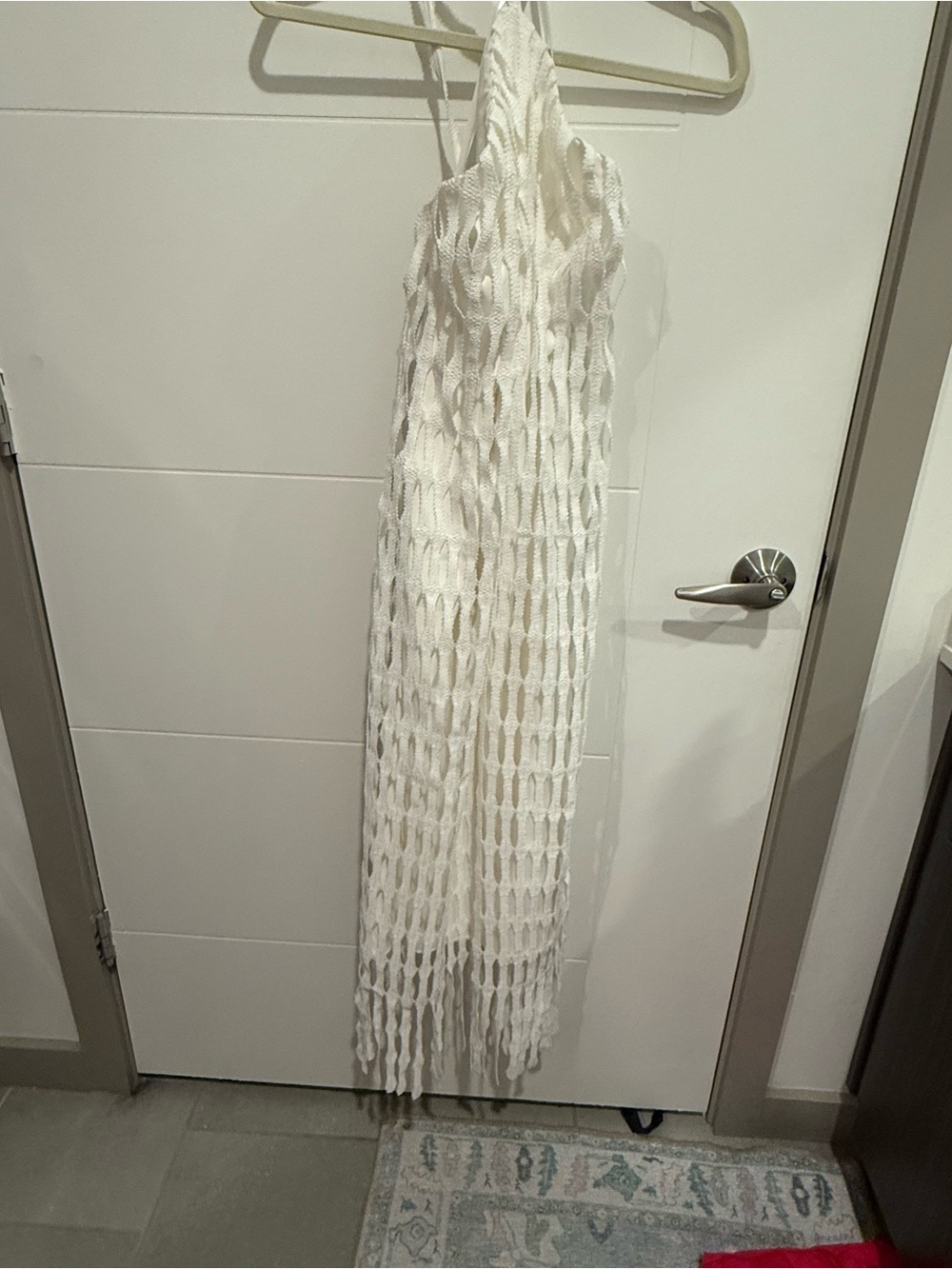 ANTONIO MELANI Ivory Crochet Midi Dress